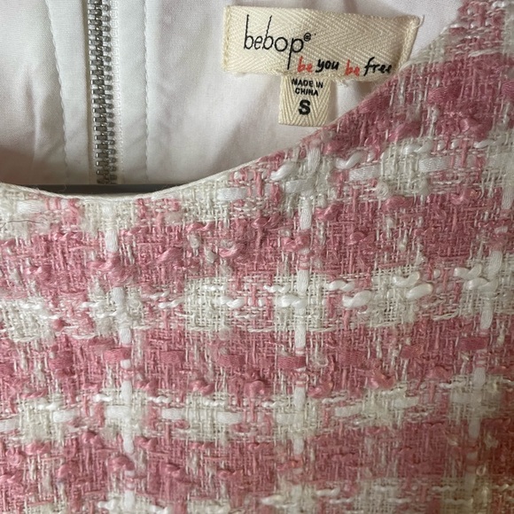 Bepop tweed pink and white stripe‎ dress short sleeve size S - Picture 6 of 8